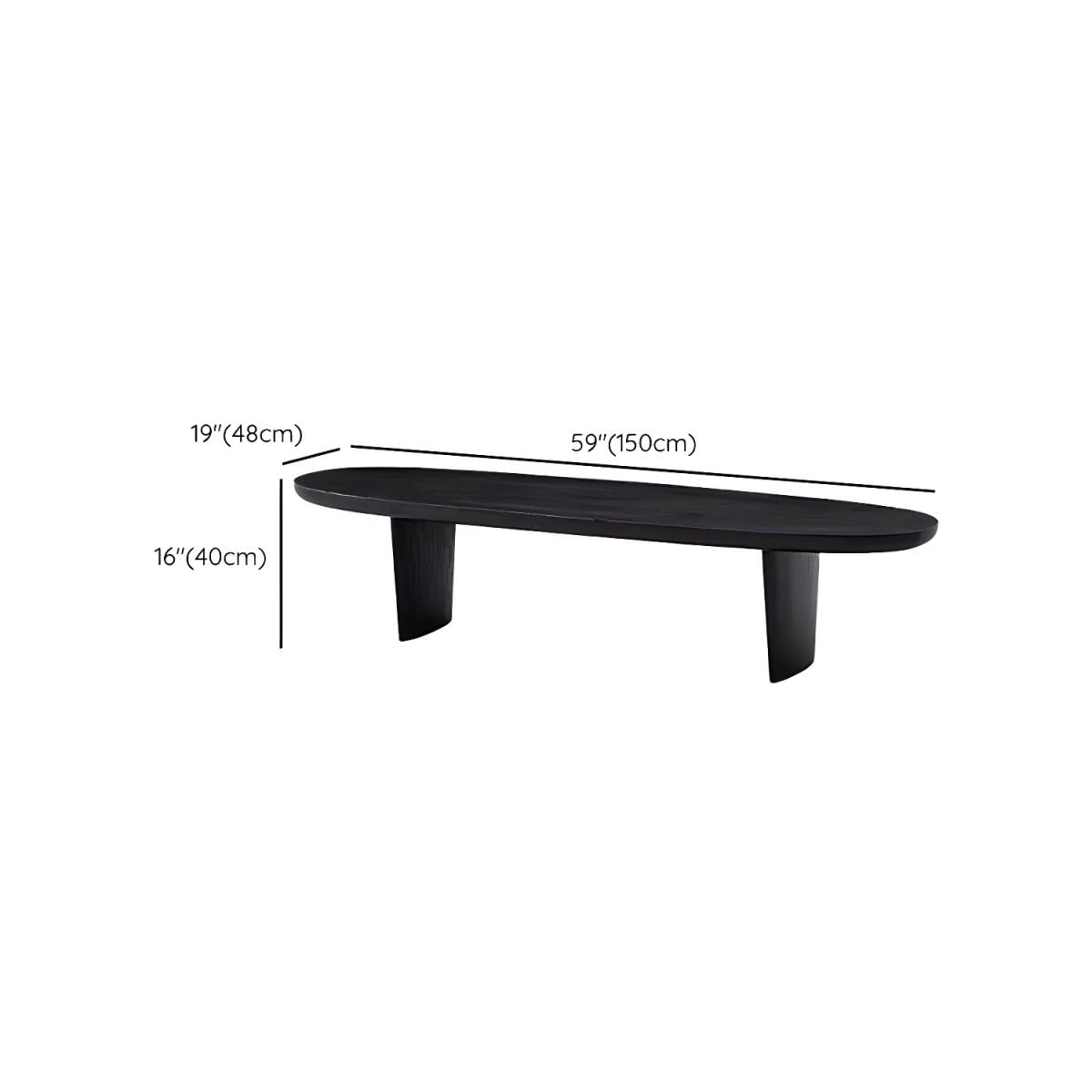 Black Wood Oval Coffee Table 59" L x 19" W x 16" H Y6255