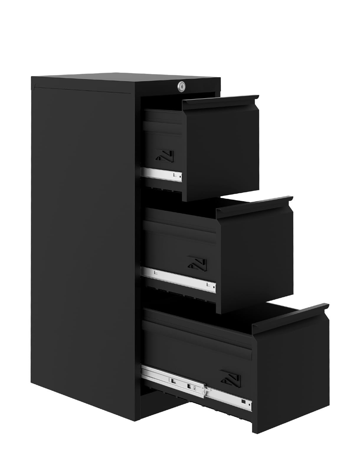 3 Drawer Metal File Cabinet with Lock, Black M370210