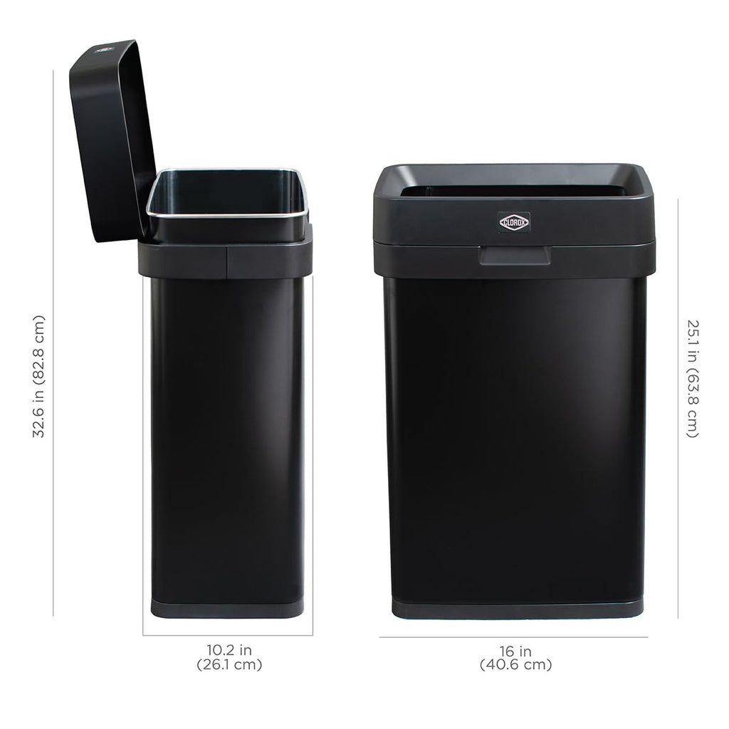 Slim Open Top Stainless Steel Trash Can, Matte Black, 13 Gal / 50L E307