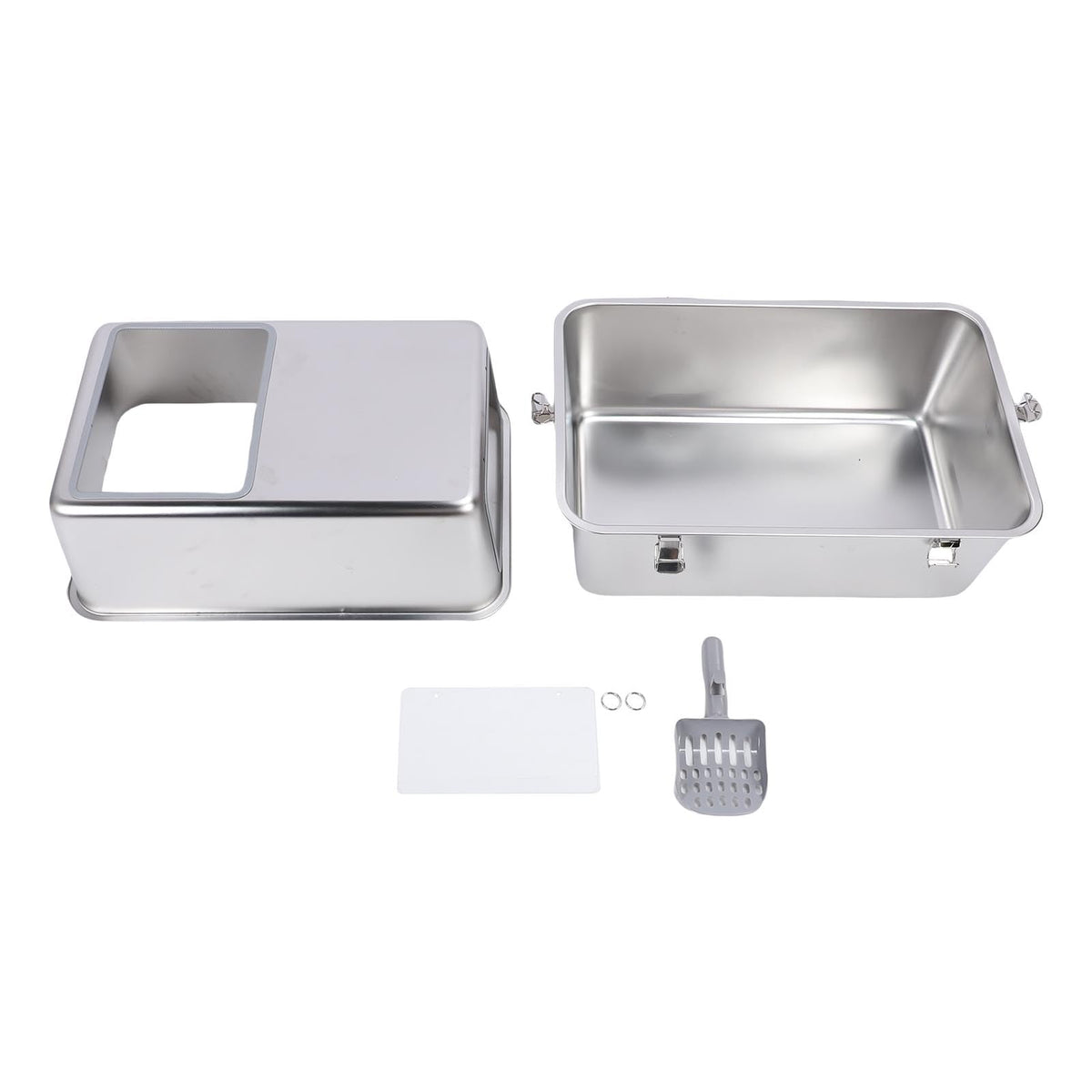 Enclosed Stainless Steel Top Entry Cat Litter Box with Scoop P1656