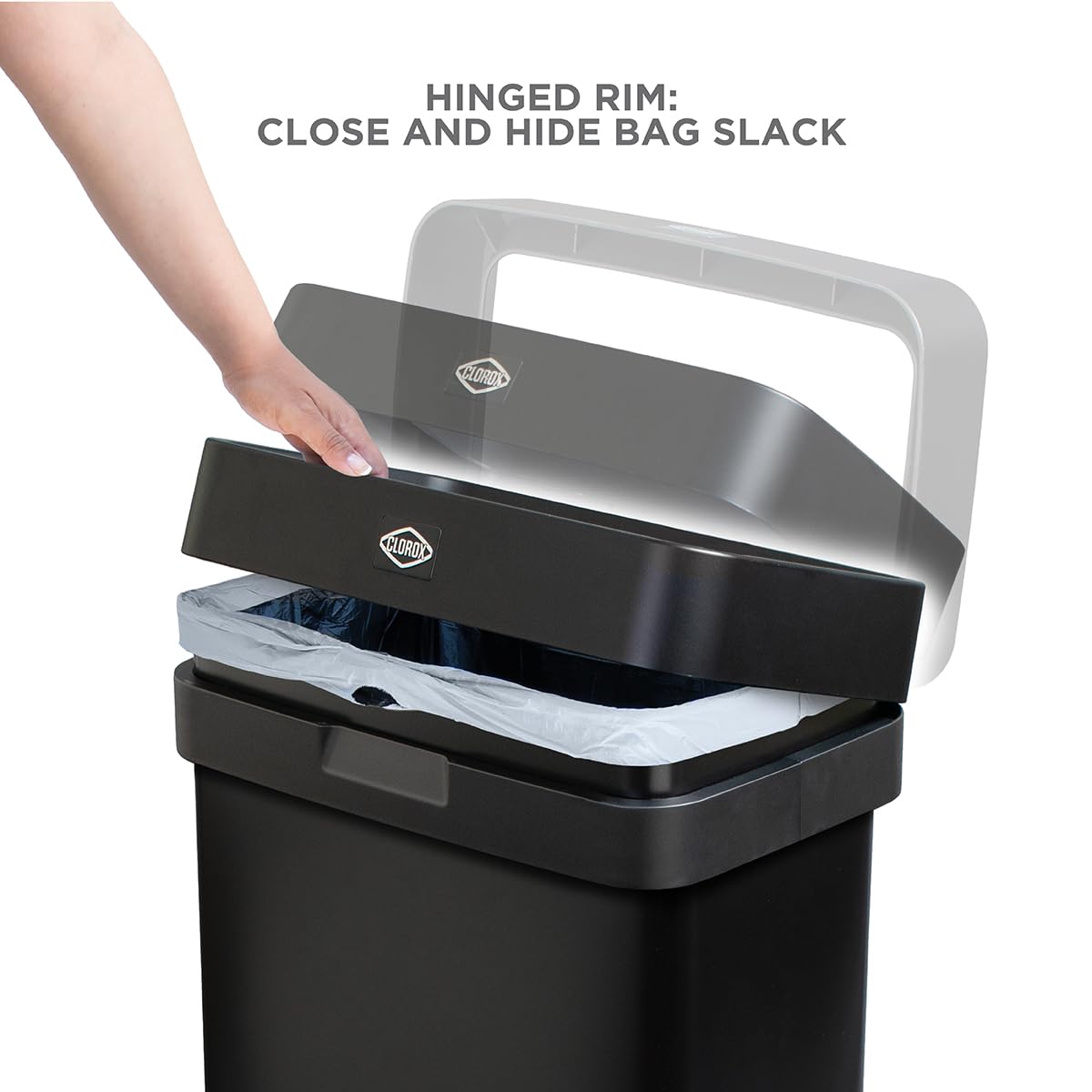 Slim Open Top Stainless Steel Trash Can, Matte Black, 13 Gal / 50L E307