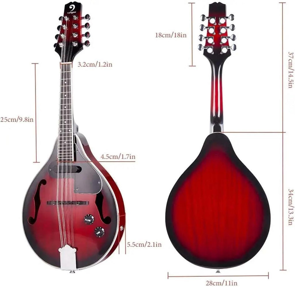 Red Sunburst Mahogany Wood Acoustic Electric Mandolin Z6616