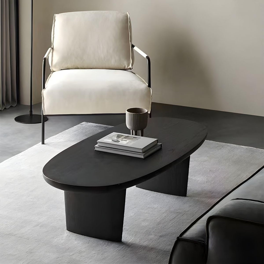 Black Wood Oval Coffee Table 59" L x 19" W x 16" H Y6255