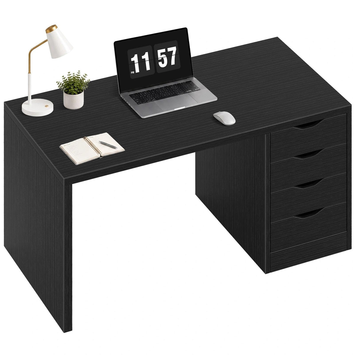 Black Computer Desk with Drawers S892