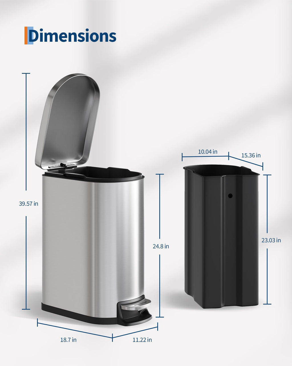 50 L Stainless Steel Kitchen Trash Can with Lid B5273