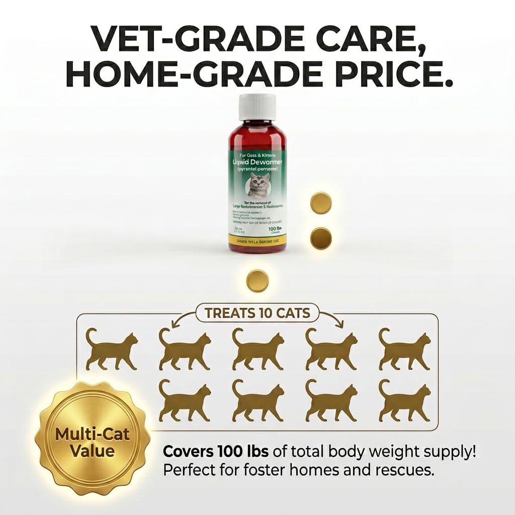 Liquid Dewormer for Cats & Kittens Pyrantel Pamoate Oral Suspension 50ml E910722