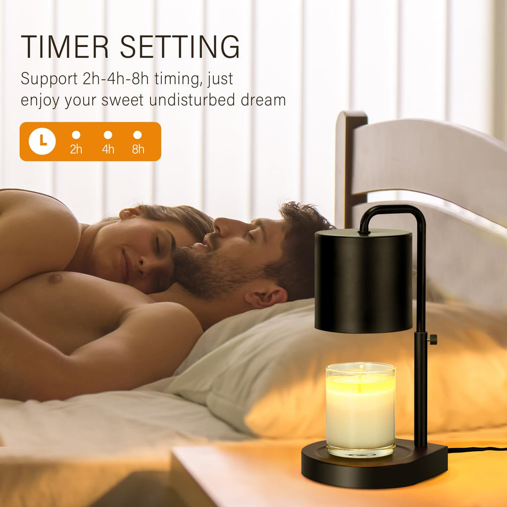 Black Adjustable Height Dimmable Candle Warmer Lamp with Timer K8773