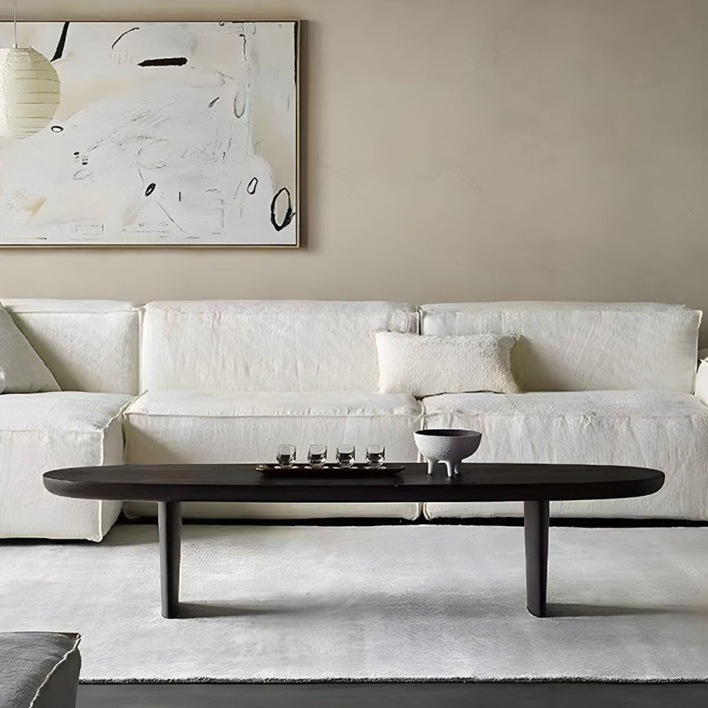 Black Wood Oval Coffee Table 59" L x 19" W x 16" H Y6255