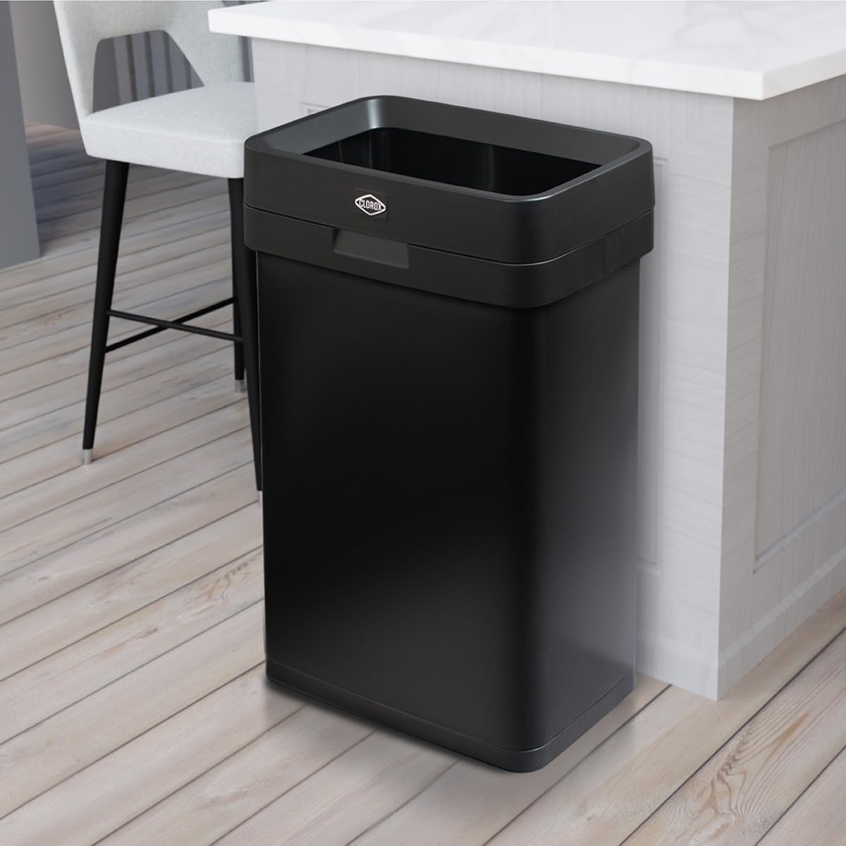 Slim Open Top Stainless Steel Trash Can, Matte Black, 13 Gal / 50L E307