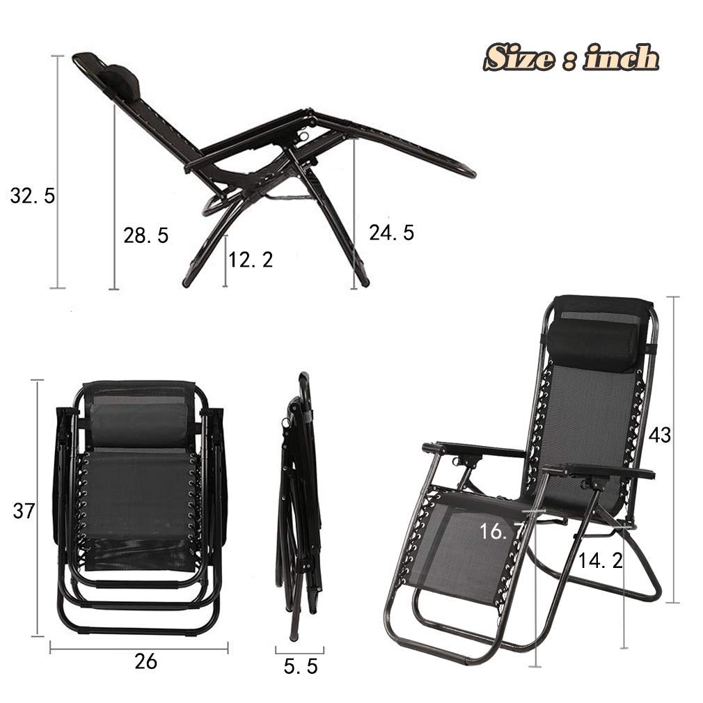 Black Zero Gravity Lounge Chair with Pillow & Cup Holder V621754