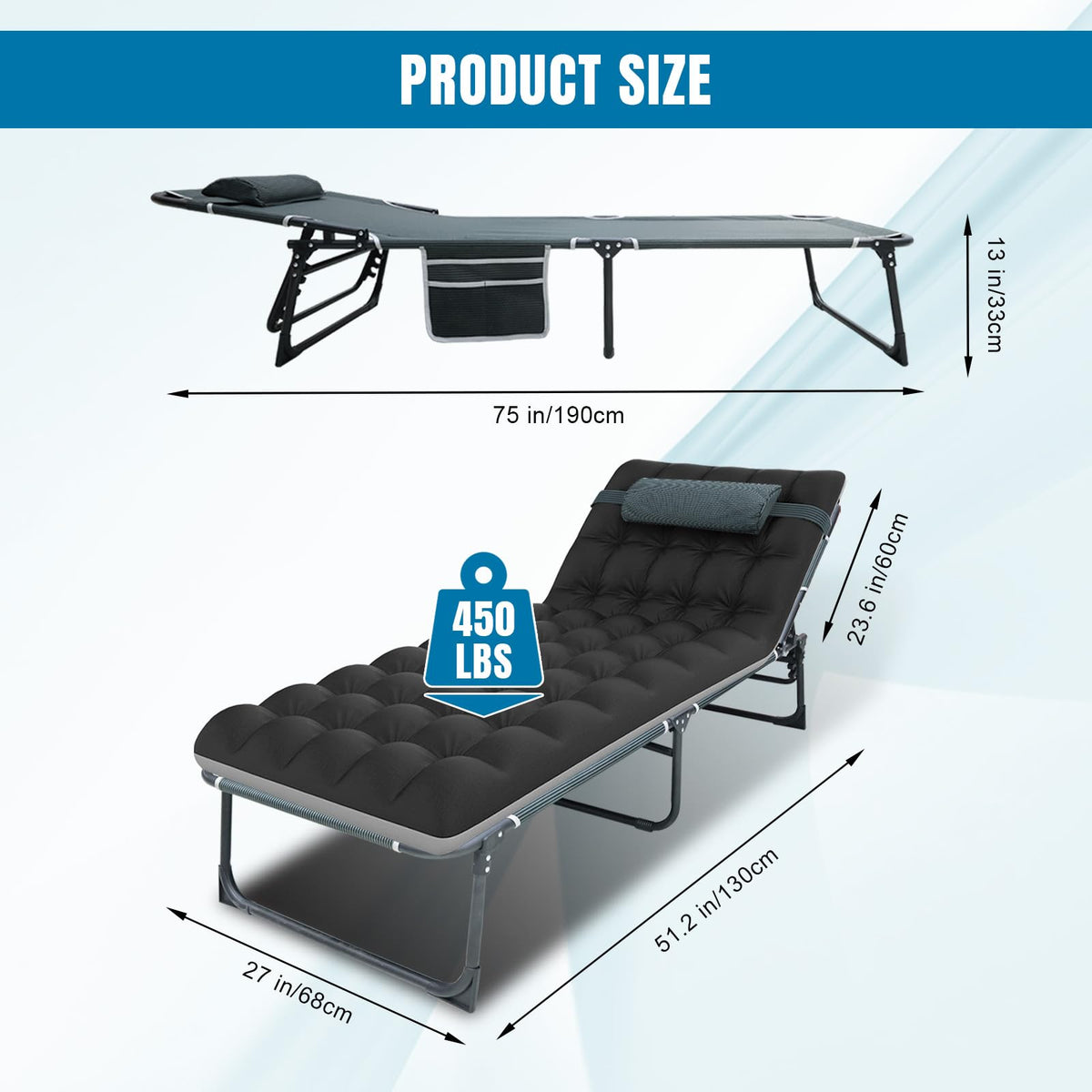 Folding Camping Cot with Mattress W996
