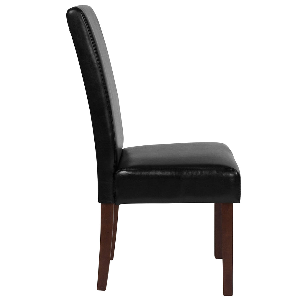 Black Faux Leather Parsons Chair K493149
