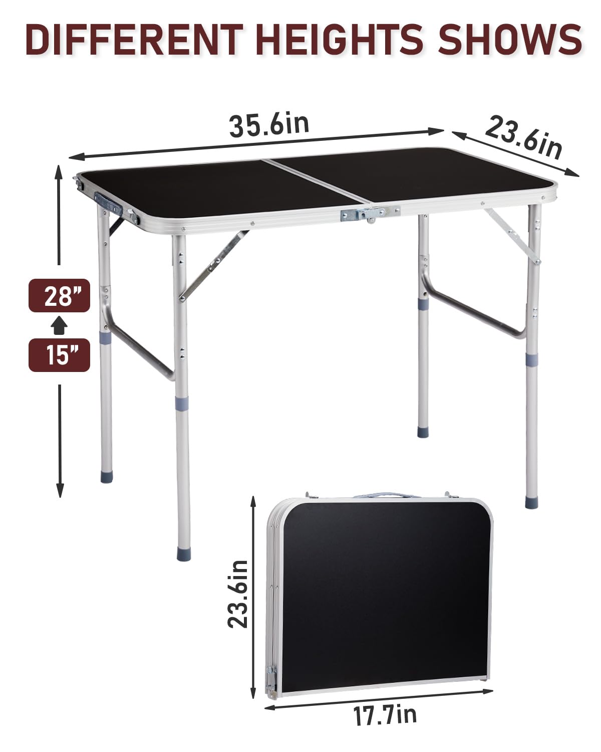 Portable Folding Camping Table Black M355