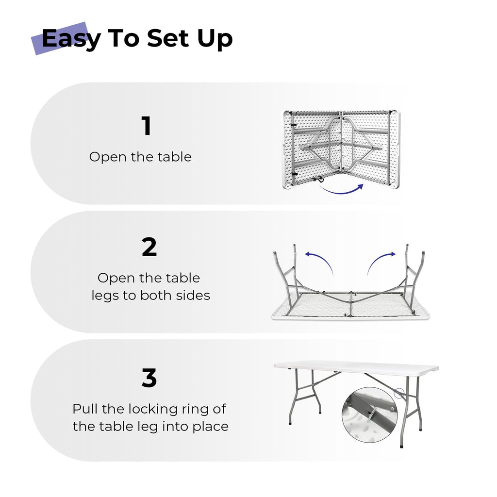 White 6ft Heavy Duty Folding Table A996