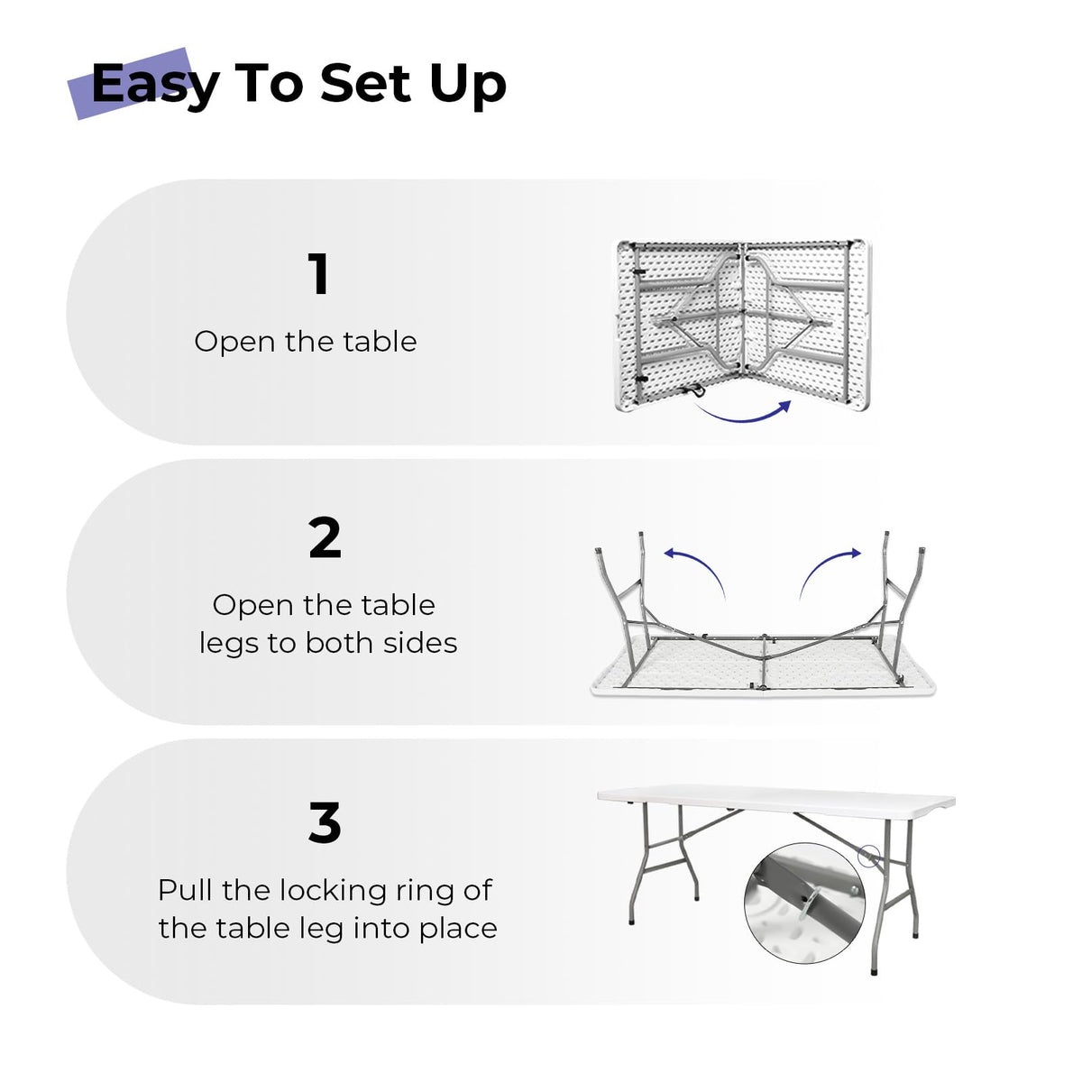 White 6ft Heavy Duty Folding Table A996