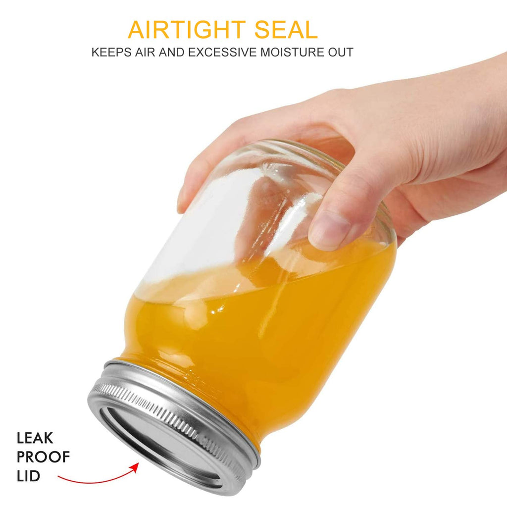 16 Pack 16 oz Glass Mason Jars with Airtight Lids and Bands Y33990