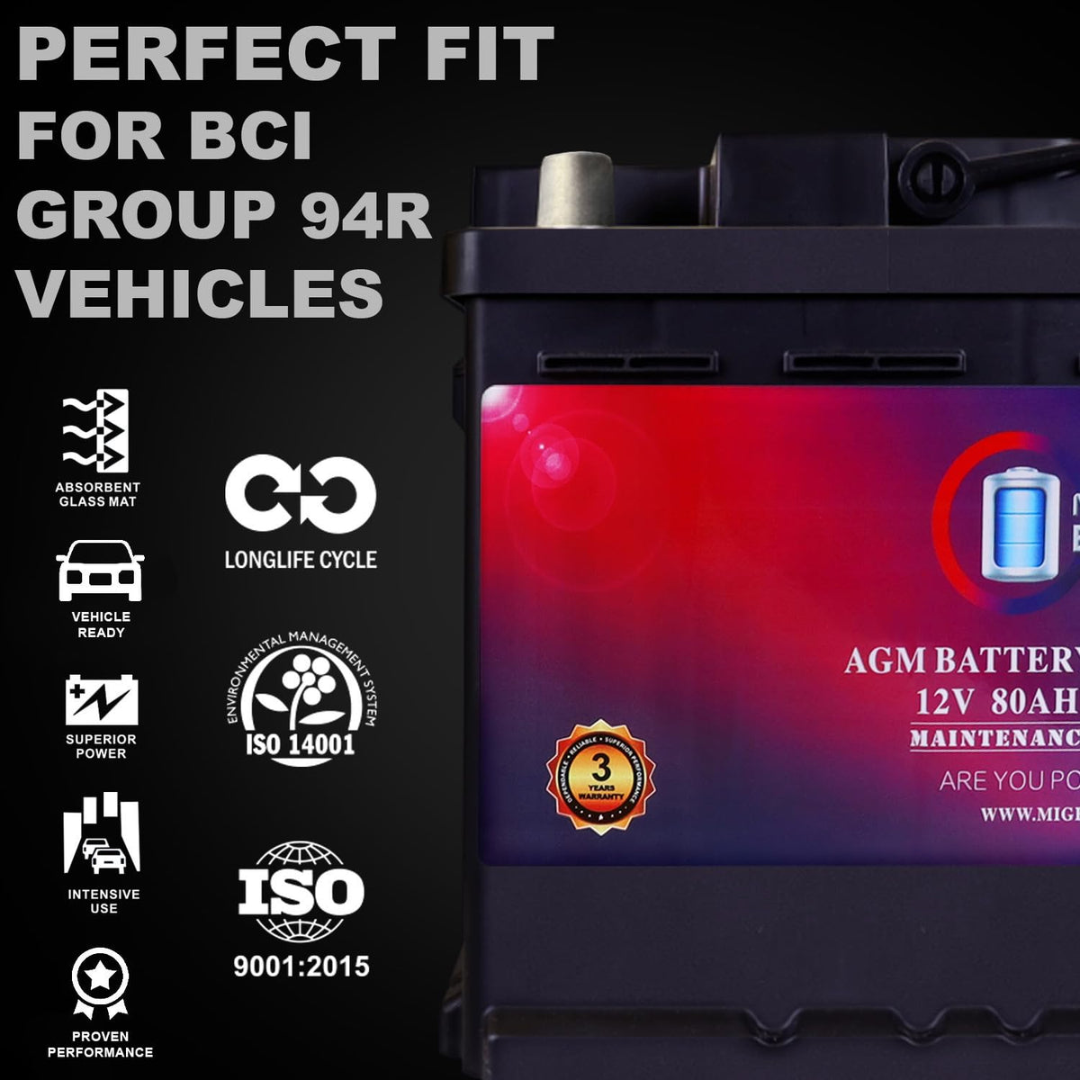 12V 80AH 850 CCA Replacement Battery S721
