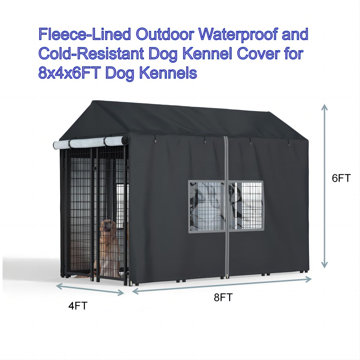 Black Dog Kennel Cover with Transparent Windows G970