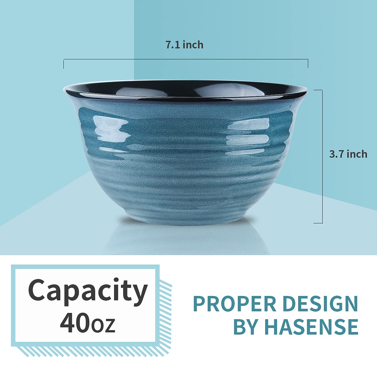 40 Ounce 7 Inch Ceramic Soup Bowls Set of 4 R2131