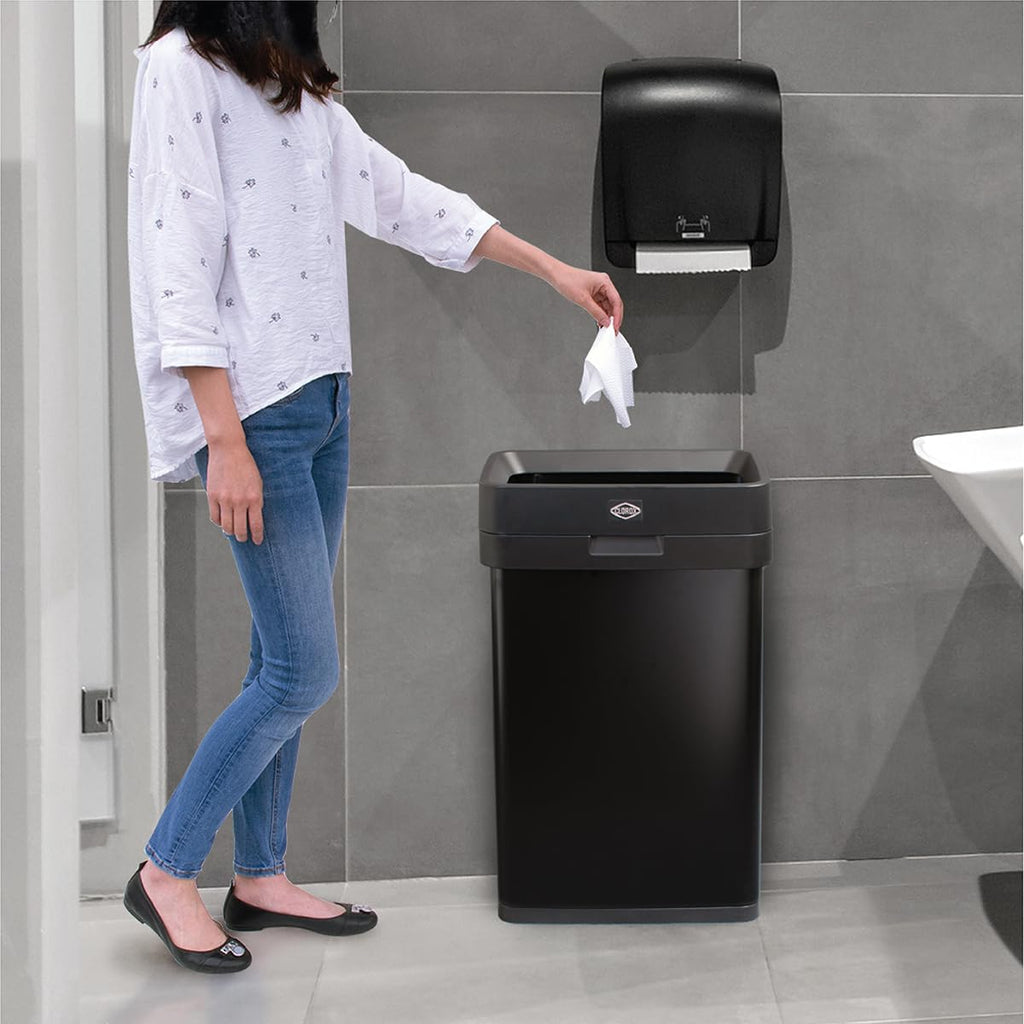 Slim Open Top Stainless Steel Trash Can, Matte Black, 13 Gal / 50L E307
