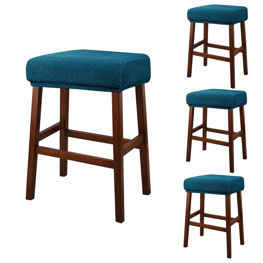 Set of 4 Deep Teal Jacquard Stretch Stool Covers N4203