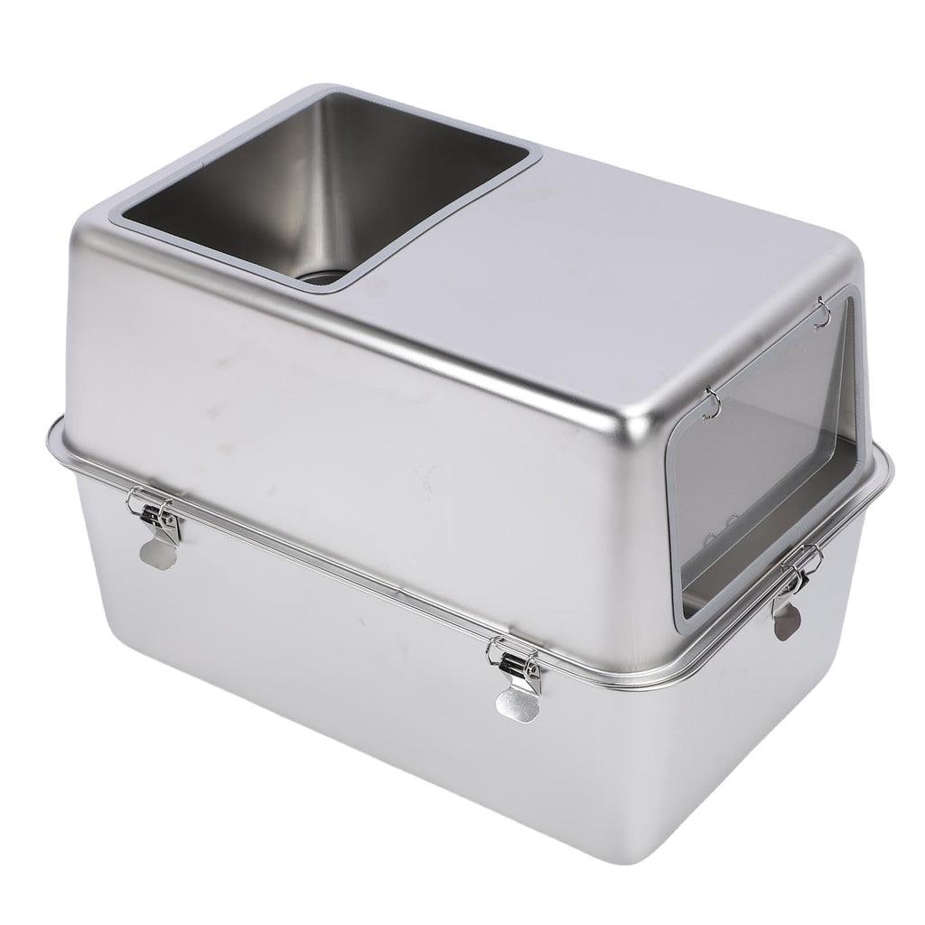Enclosed Stainless Steel Top Entry Cat Litter Box with Scoop P1656