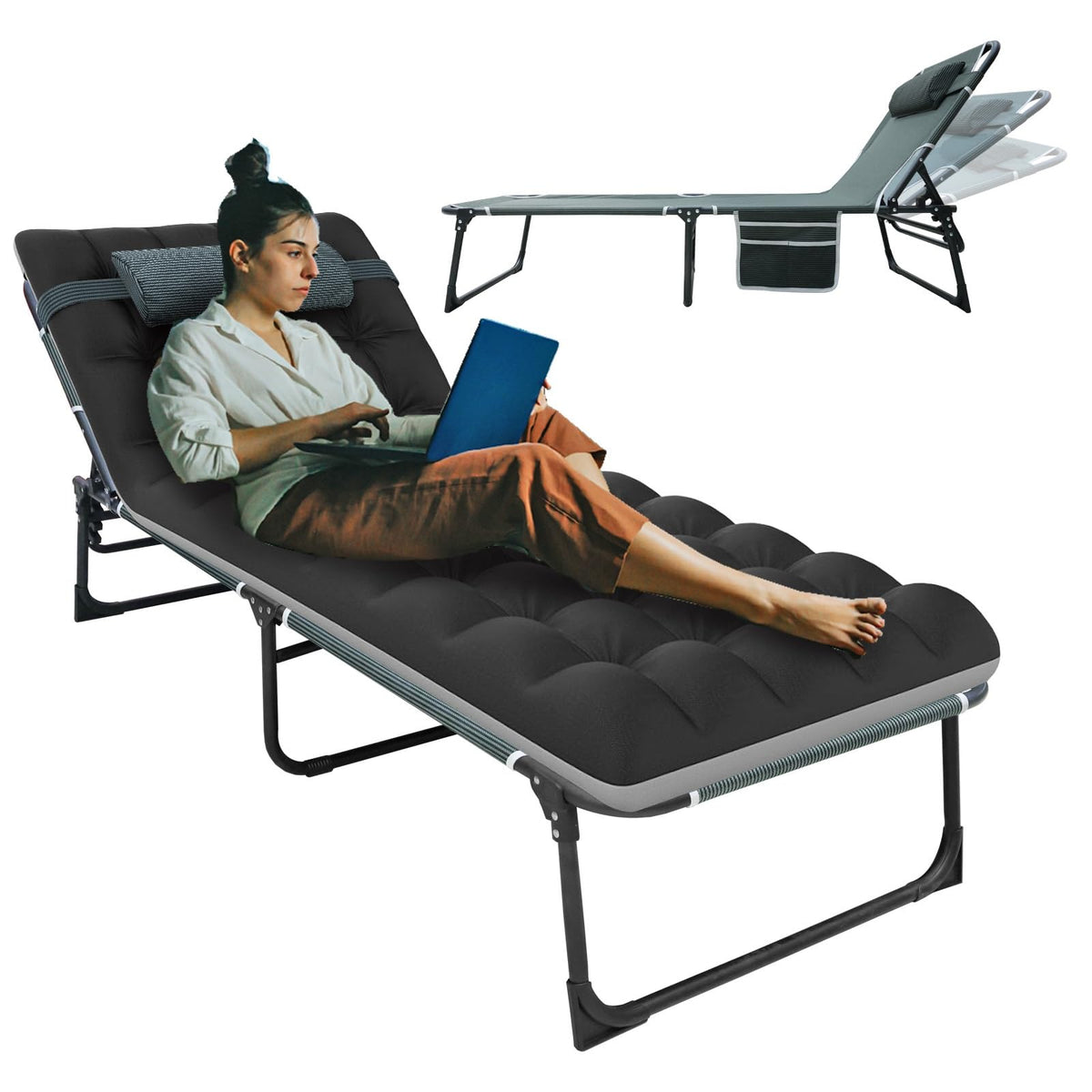 Folding Camping Cot with Mattress W996