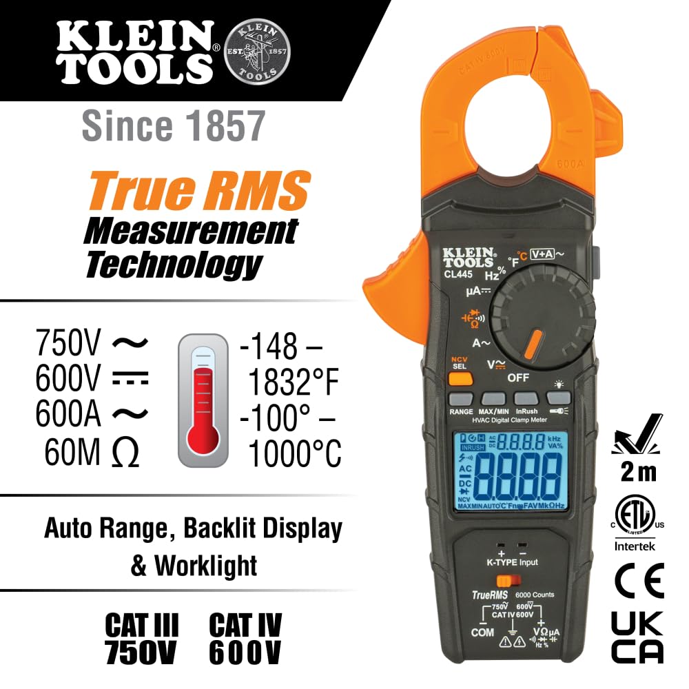 Auto-Ranging TRMS HVAC Clamp Meter Y145106