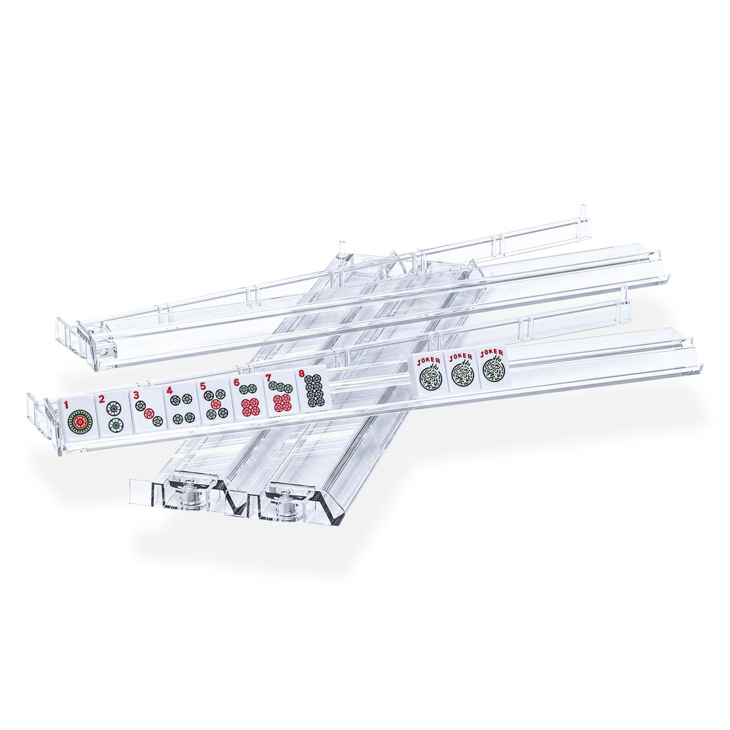 Clear Acrylic Mahjong Tile Rack and Pusher Set of 4 R237