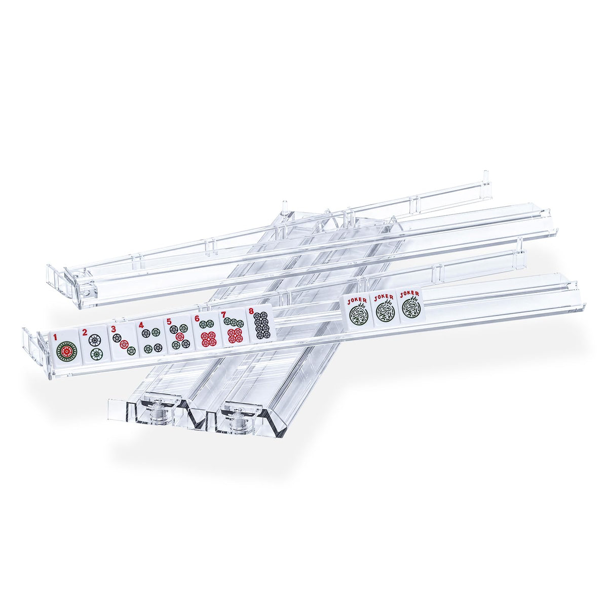 Clear Acrylic Mahjong Tile Rack and Pusher Set of 4 R237
