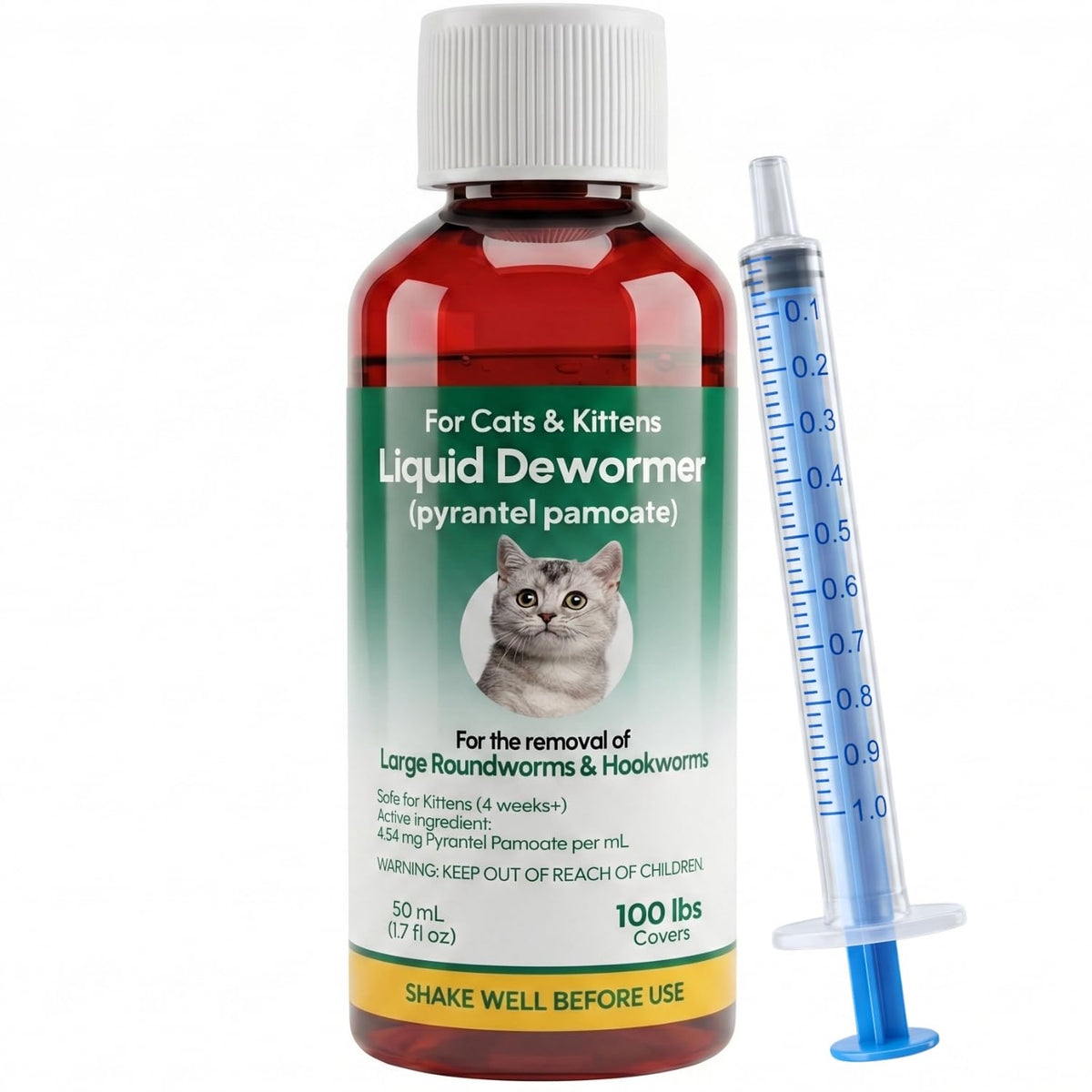 Liquid Dewormer for Cats & Kittens Pyrantel Pamoate Oral Suspension 50ml E910722