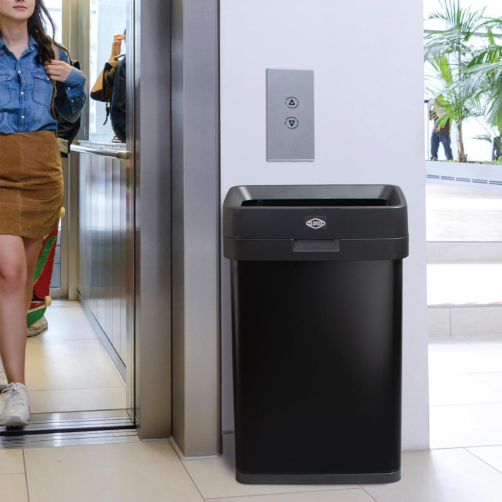 Slim Open Top Stainless Steel Trash Can, Matte Black, 13 Gal / 50L E307