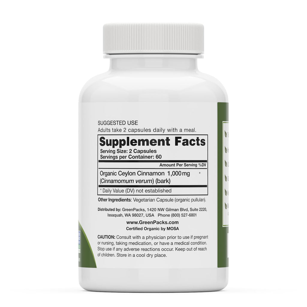 Organic Ceylon Cinnamon Supplement, 120 Capsules I9926