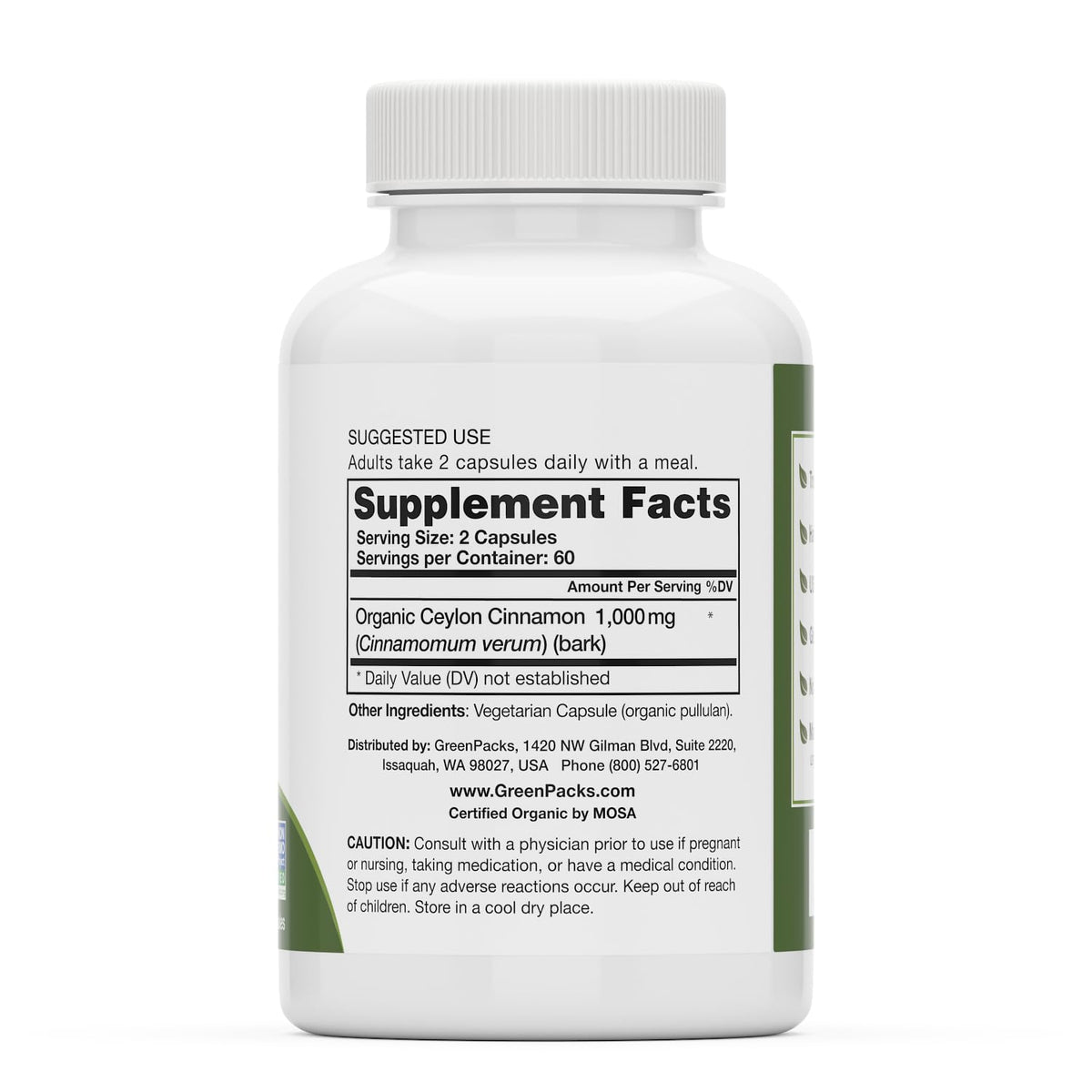 Organic Ceylon Cinnamon Supplement, 120 Capsules I9926