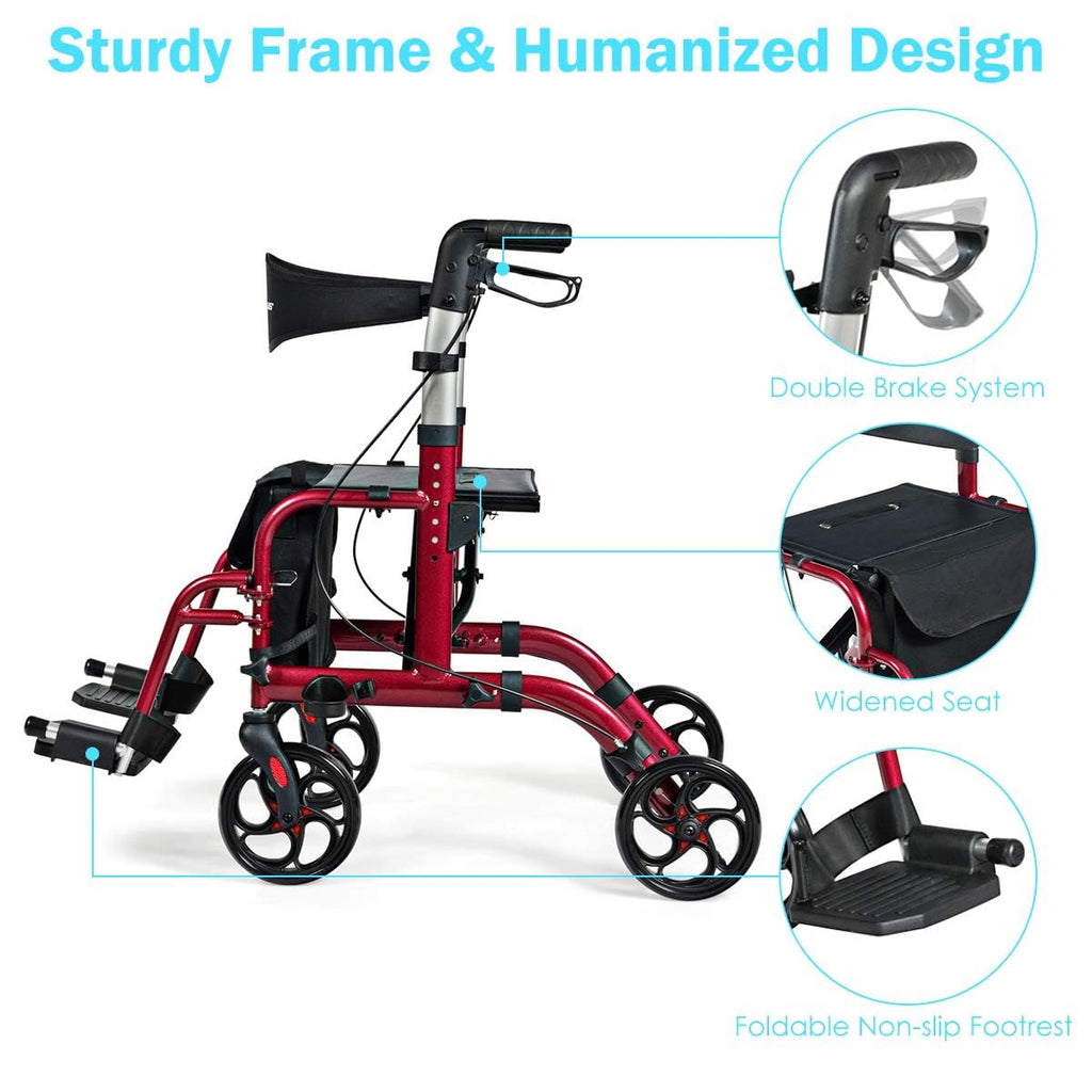 2 in 1 Folding Rollator Walker with Seat G40138