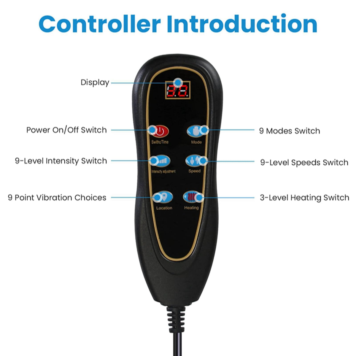 Full Body Electric Heating Vibration Massage Mat Cushion D13505