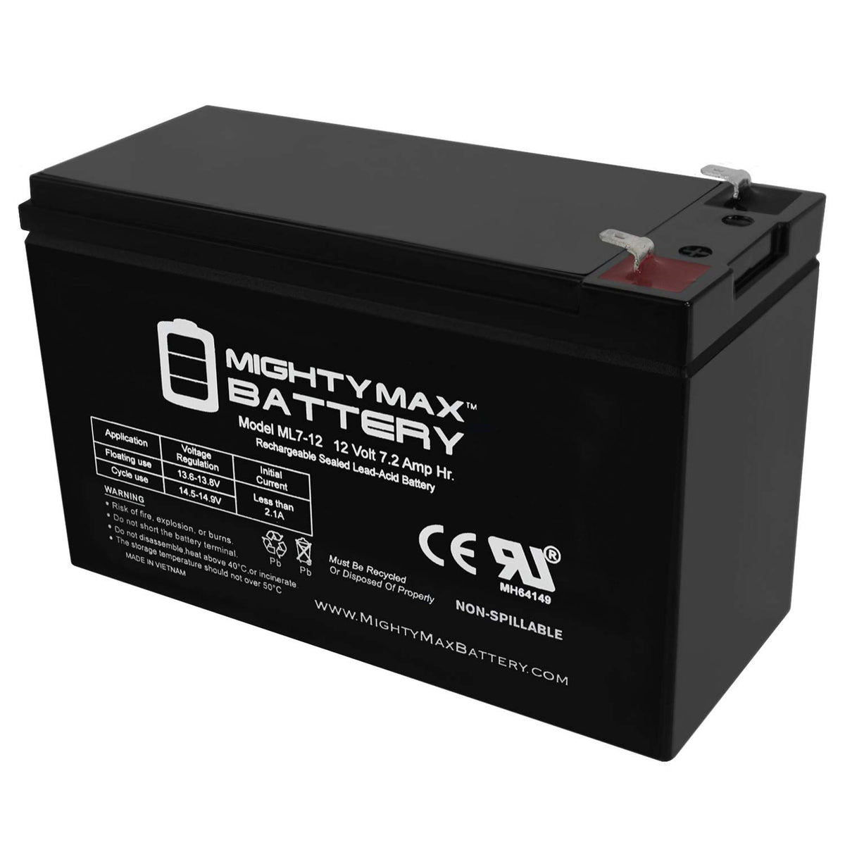 12 Volt 7.2 AH SLA Battery X78529