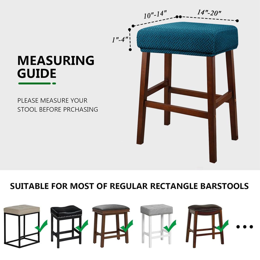 Set of 4 Deep Teal Jacquard Stretch Stool Covers N4203