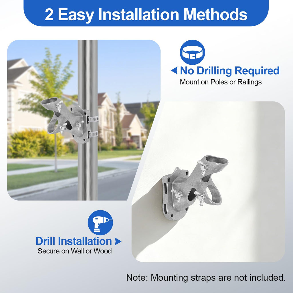 Heavy Duty Aluminum Rustproof Flag Pole Holder Wall Mount 2Pack D4739