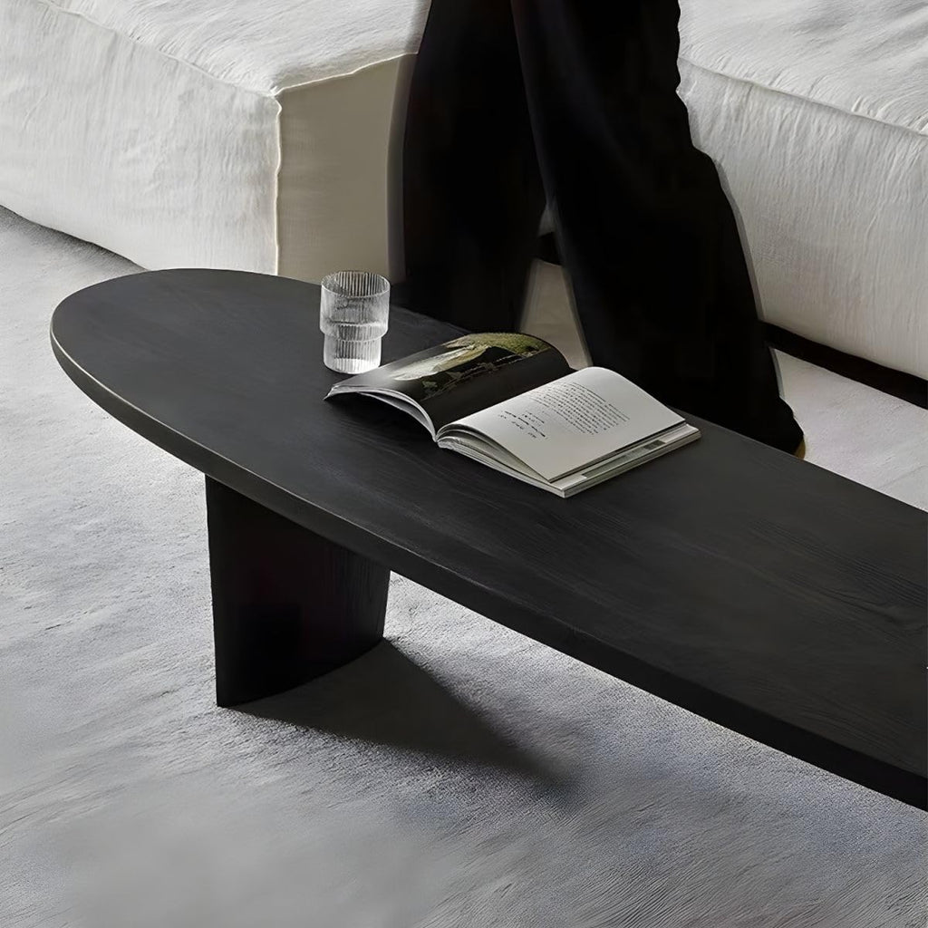 Black Wood Oval Coffee Table 59" L x 19" W x 16" H Y6255
