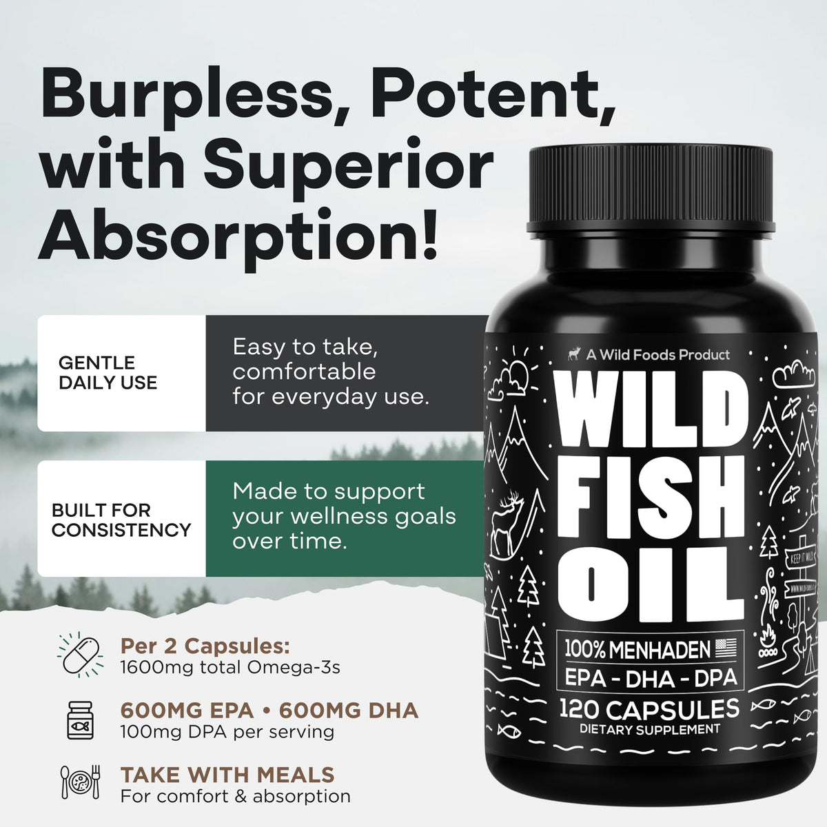 Fish Oil Omega 3 Supplements 120 Capsules R58892