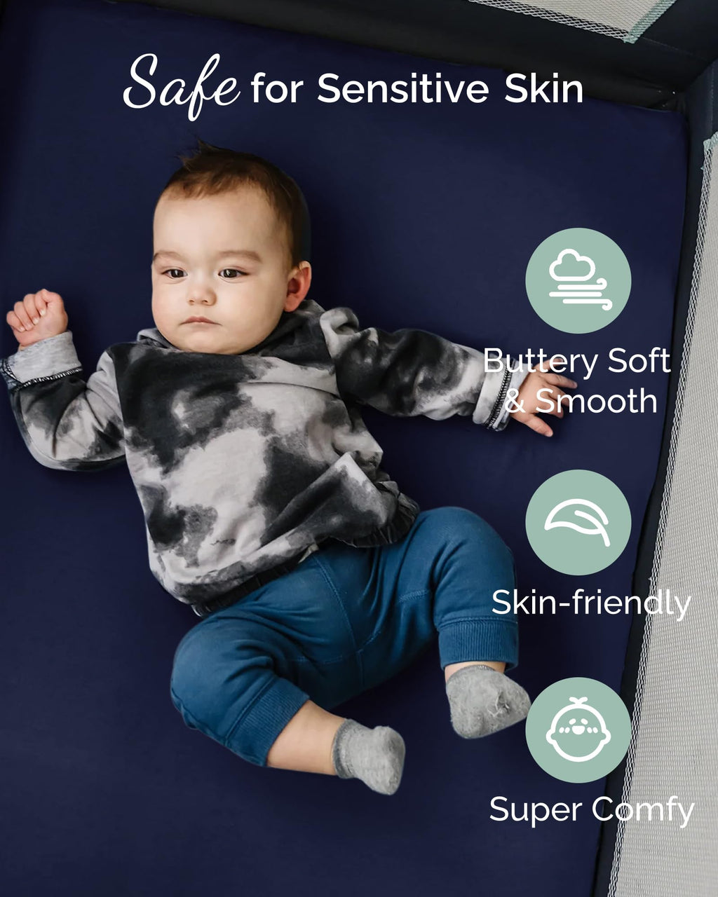 Grey Navy 3 Pack Jersey Pack and Play Sheets P275