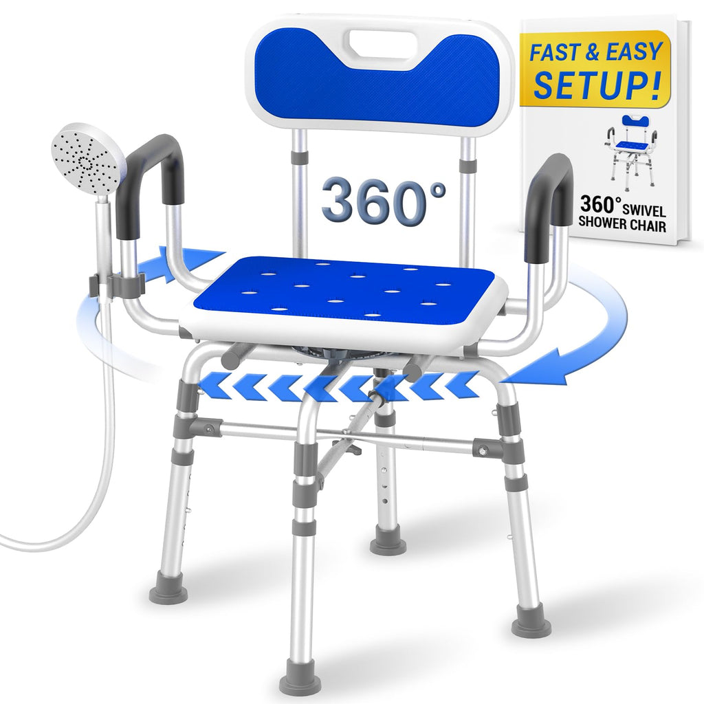 550 lbs Capacity Swivel Shower Chair with Back and Arms Q81634