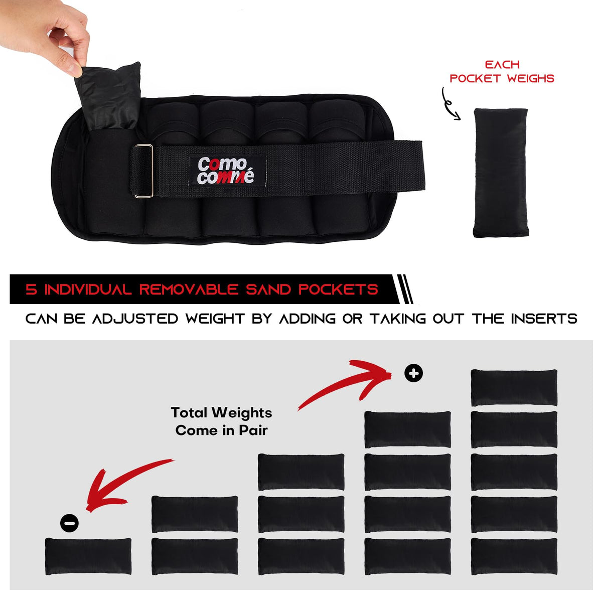 Adjustable Ankle Weights 2 3 5 lb 1 Pair X331