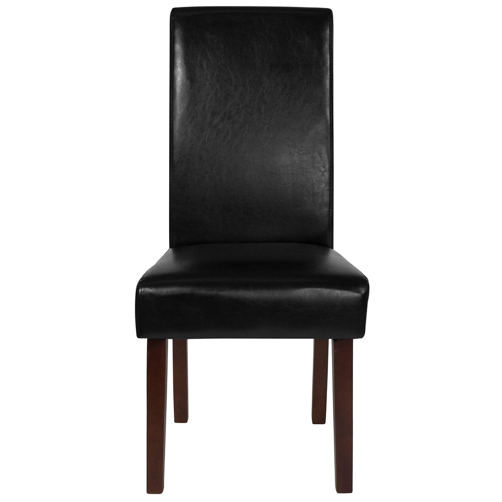 Black Faux Leather Parsons Chair K493149