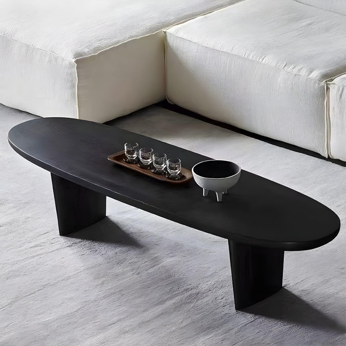 Black Wood Oval Coffee Table 59" L x 19" W x 16" H Y6255