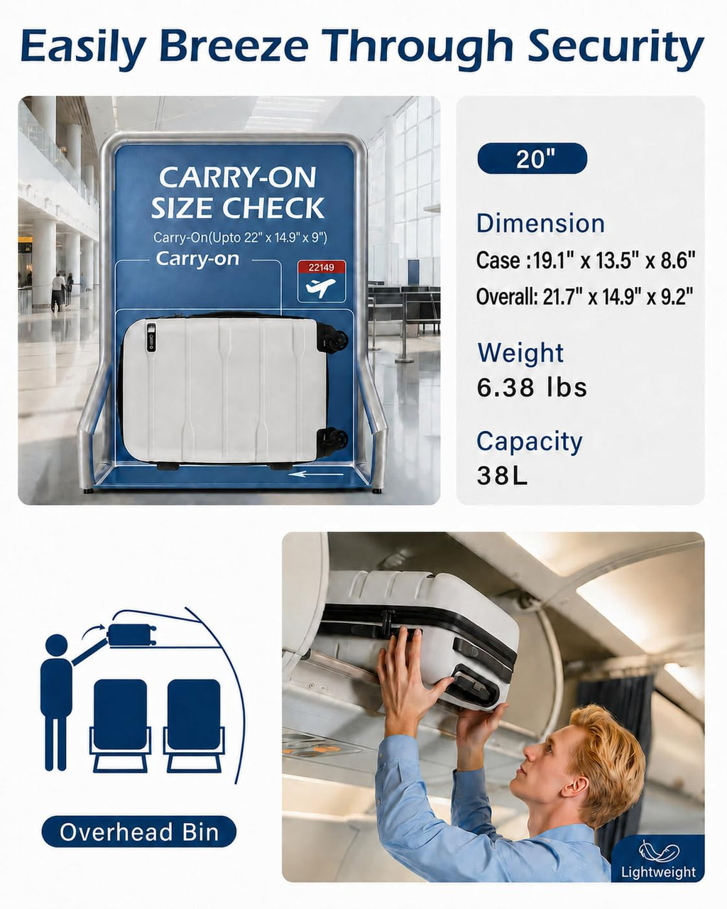 20in Hardside Carry On Luggage with Spinner Wheels L58317