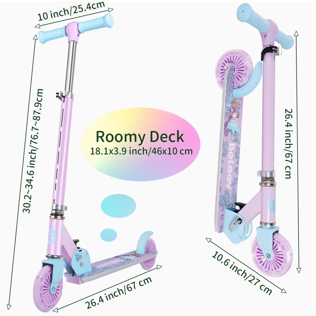2 Wheel Folding Lightweight Kick Scooter with Light-Up Wheels J390960
