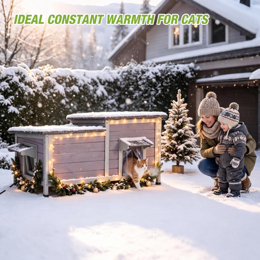 Large Heated Outdoor Cat House with Insulated Liner P2319