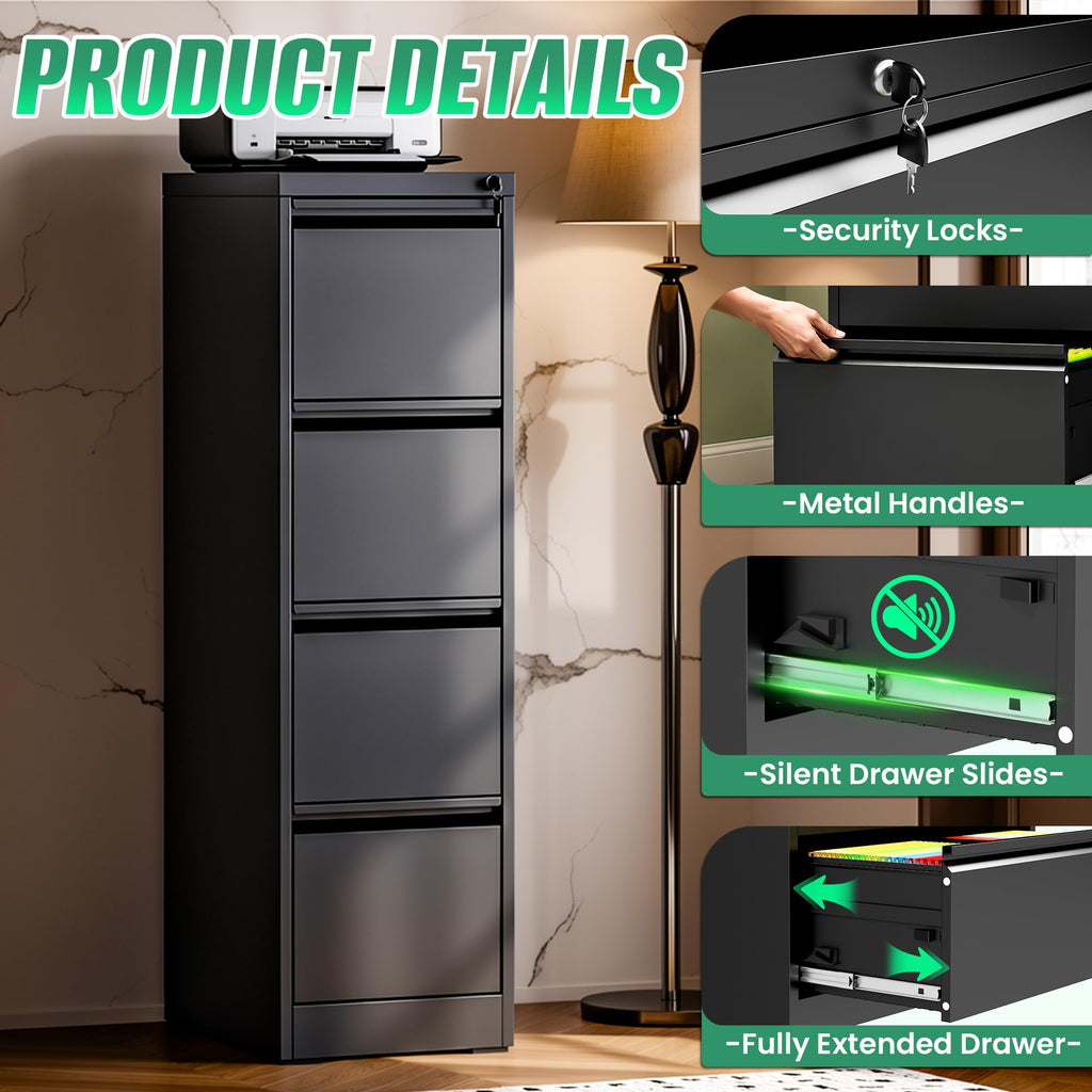 4 Drawer Metal File Cabinet with Lock I5021